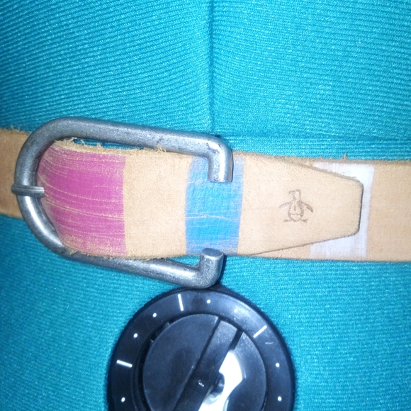 Original Penguin Striped Leather Belt NWOT - Picture 4 of 10